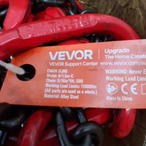 VEVOR CHAIN SLING WITH GRAB HOOKS - 11000LBS MAX - 5/16"X5FT (MODEL: 8×1.5M-C) image 3