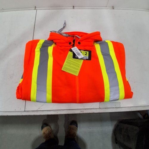 MEN'S FORCEFIELD HI-VIS ZIP-UP SWEATSHIRT WITH DETACHABLE HOOD - SMALL - ORANGE image 2