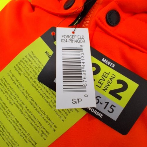 MEN'S FORCEFIELD HI-VIS ZIP-UP SWEATSHIRT WITH DETACHABLE HOOD - SMALL - ORANGE image 3