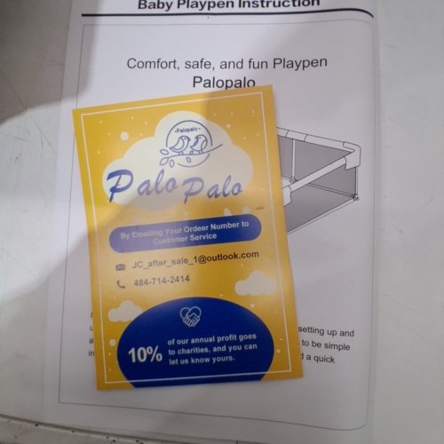 PALOPALO BABY PLAYPEN WITH SUCTION CUP BASES - 71" X 59" - GREY/WHITE (MODEL: PL-BWL-001) image 5