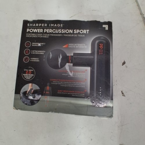 SHARPER IMAGE COMPACT SPORT POWER PERCUSSION MASSAGER WITH EXCHANGABLE HEADS - 2HR RUN TIME - SILVER (MODEL: 1583883) image 5