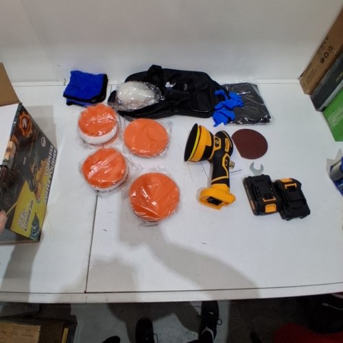 20PC NIUSKEN CORDLESS CAR BUFFER KIT WITH BATTERIES AND ACCESSORIES - YELLOW/BLACK - (MODEL: DC60150) image 3