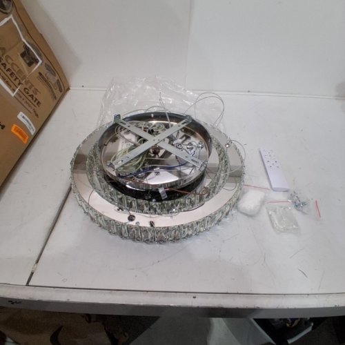 FINKRONGLAN 3-RING CRYSTAL LED CHANDELIER LIGHT FIXTURE - 47.24"/6000K - SILVER (MODEL: C398C368-C4EE-418E-916B-E6AB40EEA5F5) image 4