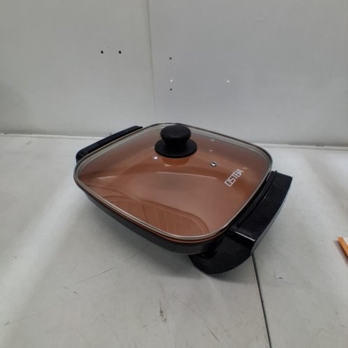OSTBA ELECTRIC SKILLET AND FRYING PAN WITH GLASS LID, ADJUSTABLE TEMPERATURE -1500W - COPPER/BLACK (MODEL: TXG-031A) image 3