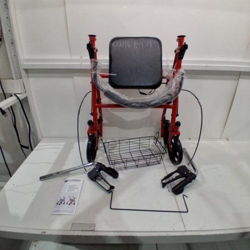 MEDLINE GUARDIAN BASIC STEEL ROLLATOR WITH 8" WHEELS ROLLING WALKER - 300LB CAPACITY - RED (MODEL: MDS86860ERS8) image 2