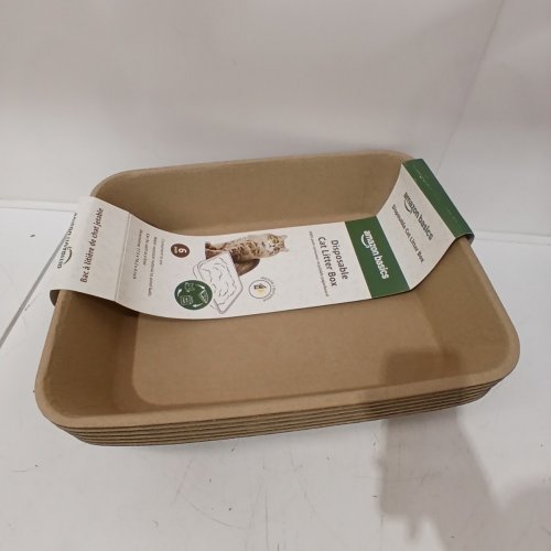 6PK AMAZON BASICS DISPOSABLE CAT LITTER BOX - LARGE - BROWN (MODEL: B0DRM2GFC7) image 2