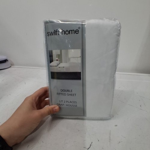 SWIFT HOME SMART POCKET FITTED SHEET - DOUBLE (54"X75"+14) - WHITE image 2