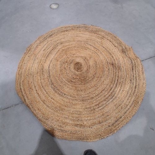 HAUSATTIRE HAND WOVEN JUTE DECORATIVE BRAIDED AREA RUG - 4 FOOT ROUND - NATURAL image 2