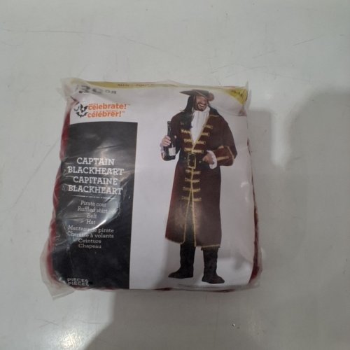 4PC MEN'S PIRATE CAPTAIN BLACKHEART COSTUME - LARGE - RED image 2