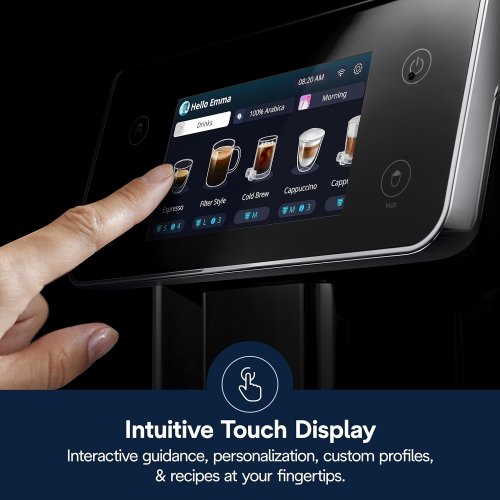 DE'LONGHI PRIMADONNA AROMATIC FULLY AUTOMATIC ESPRESSO MACHINE - 38 ONE-TOUCH RECIPES, HOT & COLD MILK FROTHER, BUILT-IN GRINDER, TOUCHSCREEN DISPLAY - TITANIUM (MODEL: ECAM63075TM) image 4