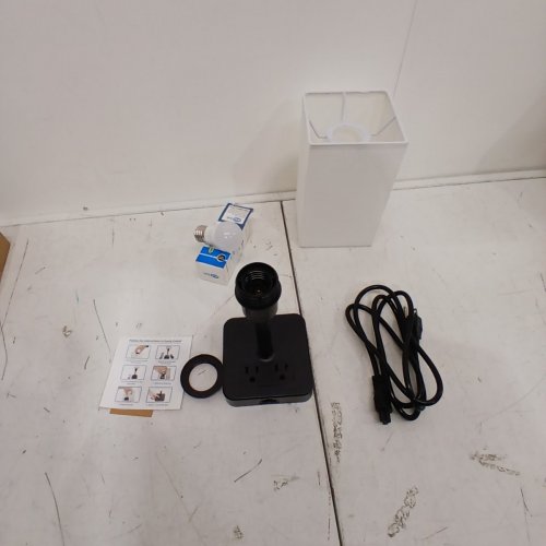 ALIMENTATA TOUCH CONTROL BEDSIDE TABLE LAMP WITH CHARGING PORTS - BLACK/WHITE image 3