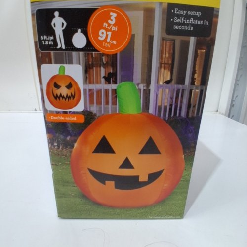 WAY TO CELEBRATE! DOUBLE-SIDED LED INFLATABLE JACK-O-LANTERN - 3FT / 91 CM TALL - ORANGE (ITEM: 550458) image 4
