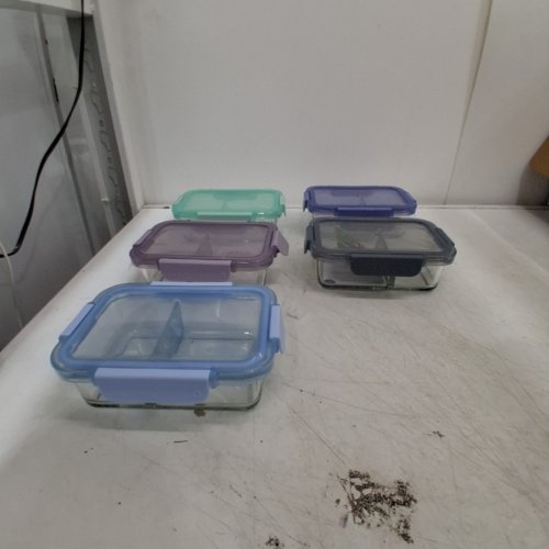 10PC ELLO COLOUR LOCK DIVIDED GLASS MEAL PREP SET - 800ML - MULTICOLOUR (MODEL: 1901809) image 2