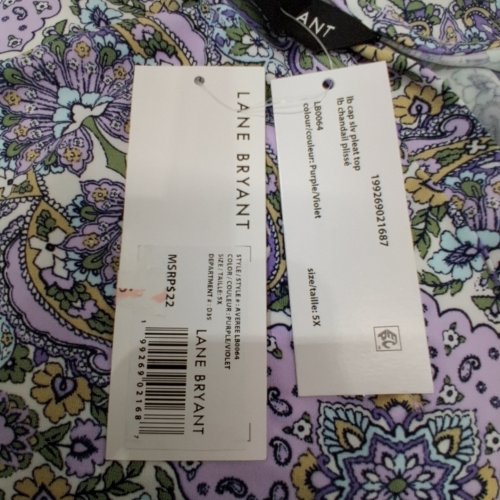 WOMEN'S LANE BRYANT PRINTED PLEATED TOP - 5X- PURPLE PATTERN image 2