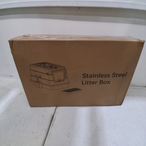 3-IN-1 STAINLESS STEEL LITTER BOX WITH LID - XL 23.6" X 15.75" X 15.35" - BLACK/ORANGE/STEEL (MODEL: H4CLB-B-L-US) image 6