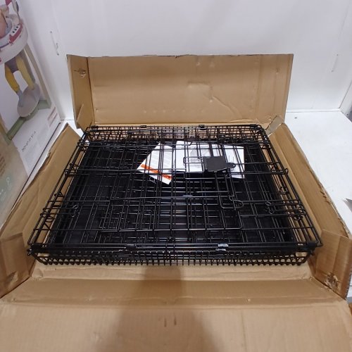 AMAZON BASICS FOLDABLE DOUBLE-DOOR METAL WIRE DOG CRATE ; 24" - BLACK image 2