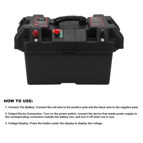 PORTABLE REAL TIME VOLTAGE MONITORING BATTERY BOX COVER WITH DUAL USB SOCKETS - BLACK image 2