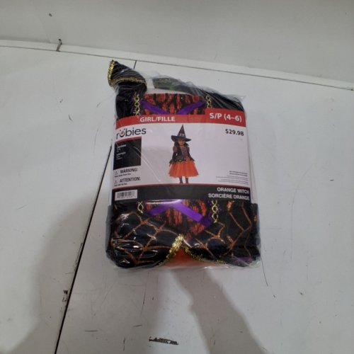 2PC ORANGE WITCH COSTUME SET - SMALL/PETITE - ORANGE, BLACK AND PURPLE (STYLE:1000173) image 3