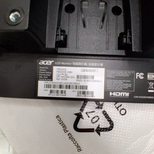 ACER FULL HD ZERO-FRAME MONITOR - 21.5" - 100HZ - BLACK (MODEL: KB220Q) image 3