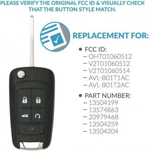 2PK KEYLESS2GO 5 BUTTON FLIP UP CAR REMOTE KEY FOB FOR SELECT CHEVROLET, GMC & BUICK MODELS - BLACK image 2