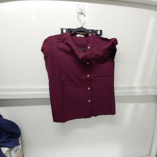 WOMEN'S ROTA DARLING SHORT SLEEVE HIGH NECKLINE TOP - SMALL - BURGUNDY image 2