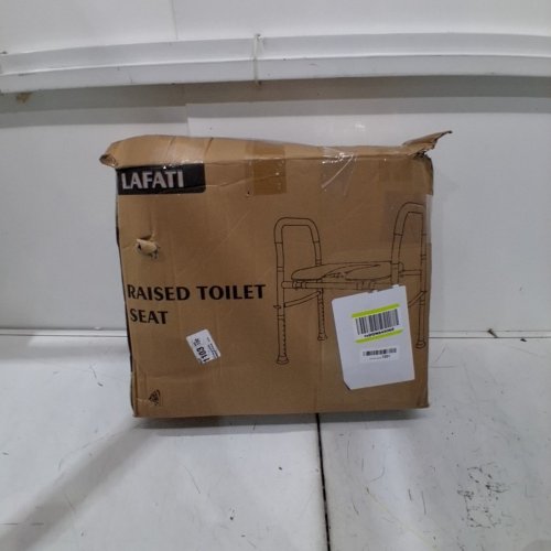 LAFATI HEAVY DUTY RAISED TOILET SEAT WITH HANDLES - 330LBS CAPACITY - GREY image 3