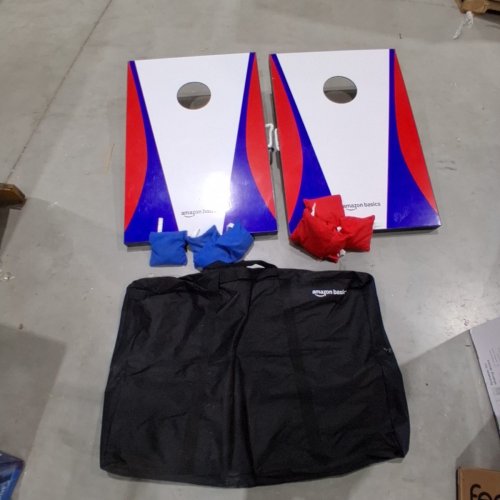 AMAZON BASICS OUTDOOR WOODEN CORNHOLE SET - 35.4" X 23.6" - RED / WHITE / BLUE image 2
