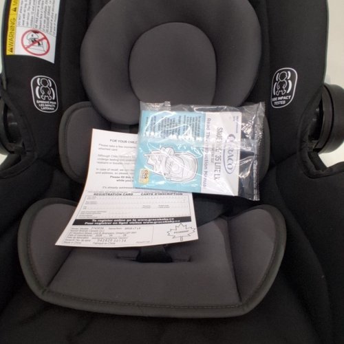 GRACO SNUGRIDE 35 LITE LX INFANT CAR SEAT - 4-35LBS CAPACITY - GOTHAM FASHION BLACK/GREY (MODEL: 2143034) image 4
