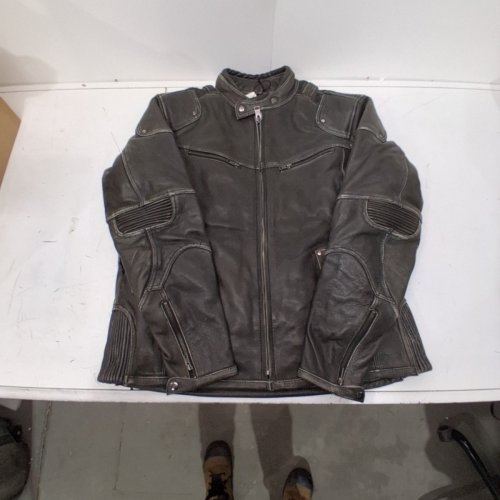 MENS MILWAUKEE LEATHER VINTAGE DISTRESSED LEATHER SCOOTER STYLE MOTORCYCLE JACKET - LARGE - GREY (STYLE:MLM1536) image 2