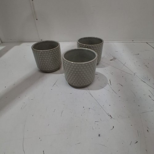 3PK CERAMIC PLANTERS - 3.9" X 3.1" - GRAY image 4