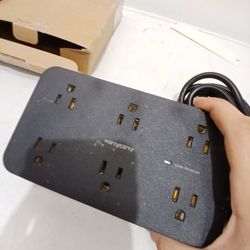 HARYCOTY POWER STRIP WITH USB C AND POWER SURGE PROTECTION - 8FT - BLACK image 5