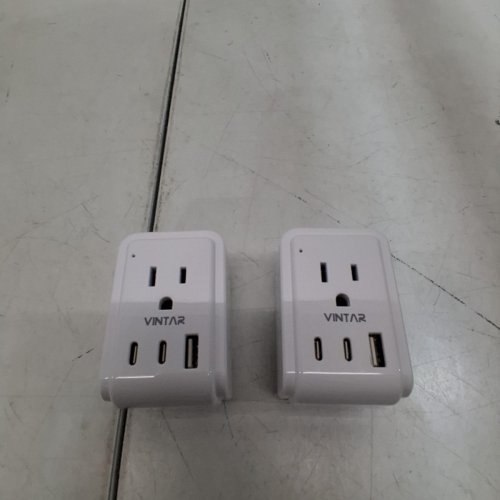 2PK VINTAR 5-IN-1 USB-C, USB-A AND 2 AC OUTLETS WORLD TRAVEL ADAPTER - AC 100-250V | 2500W MAX - WHITE (MODEL: USC1-3G-2CU) image 3