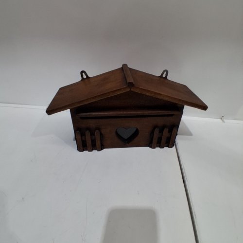 WOODEN WALL-MOUNTED MAILBOX - 7.28" X 9.84" X 3.74" - BROWN image 2