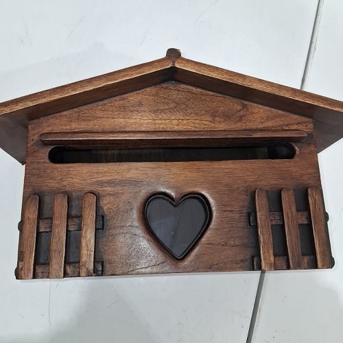 WOODEN WALL-MOUNTED MAILBOX - 7.28" X 9.84" X 3.74" - BROWN image 6