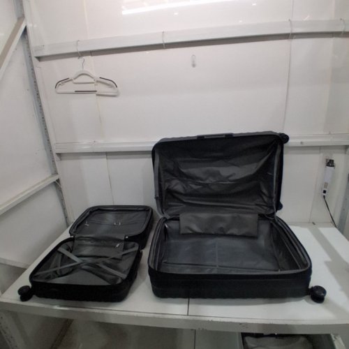 2PC AMAZONBASICS HARDSIDE SPINNER LUGGAGE - 20", 28" BLACK image 2