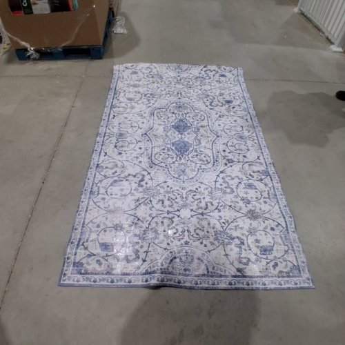 FLORAL MEDALLION AREA RUG -8FT X 4FT1" - IVORY BLUE BROWN image 2
