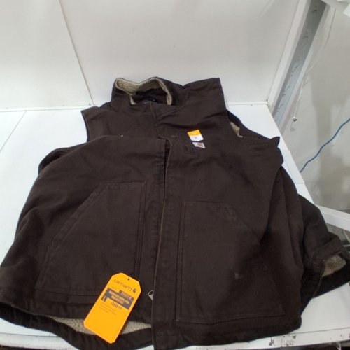 MEN'S CARHARTT LOOSE FIT WASHED DUCK SHERPA-LINED MOCK-NECK VEST - 3XL - BROWN (STYLE: 0V4277-M) image 2