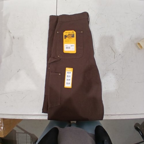 MEN'S CARHARTT LOOSE FIT WASHED DUCK DOUBLE FRONT UTILITY WORK PANT - 30W X 34L - DARK BROWN (STYLE: BN0136-M) image 2