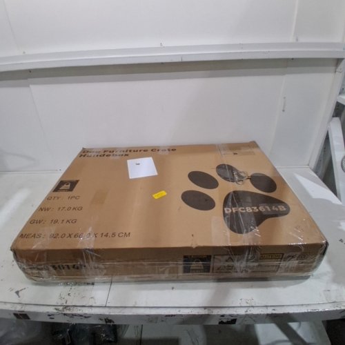 HZUANERI DOUBLE DOOR DOG CRATE TABLE WITH BARN DOOR - 32" - WHITE/BROWN (MODEL: DFC83614B) image 7