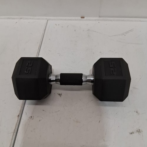 CAP COATED HEX DUMBBELL WEIGHT WITH PADDED GRIP - 25LBS - BLACK - (MODEL: SDPUIS-025) image 2