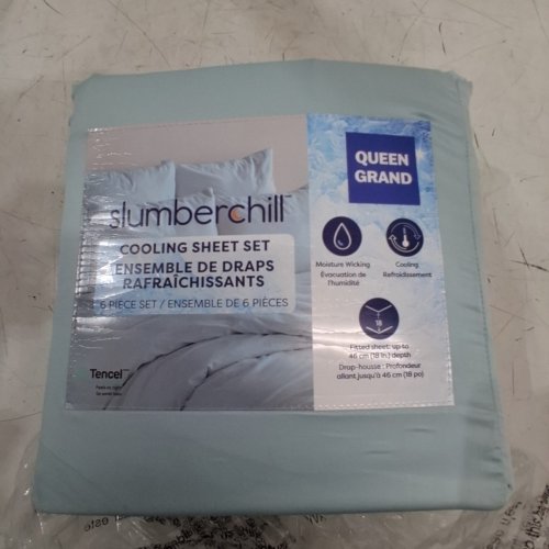 6PC SLUMBERCHILL COOLING BED SHEET SET WITH 4 PILLOW CASES - QUEEN - BLUE (MODEL: 1796335) image 3