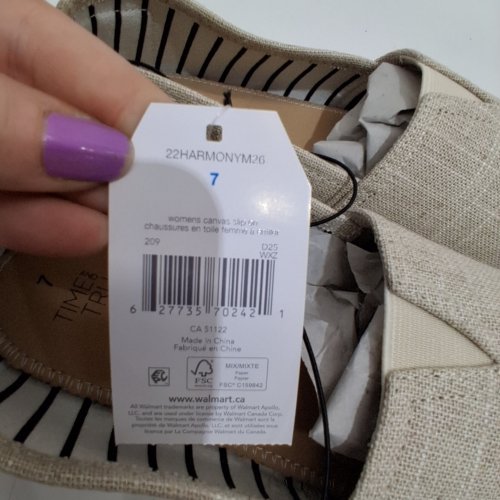 WOMEN'S TIME AND TRU CANVAS SLIP-ON SHOES - SIZE 7 - BEIGE (STYLE: 22HARMONYM26) image 2