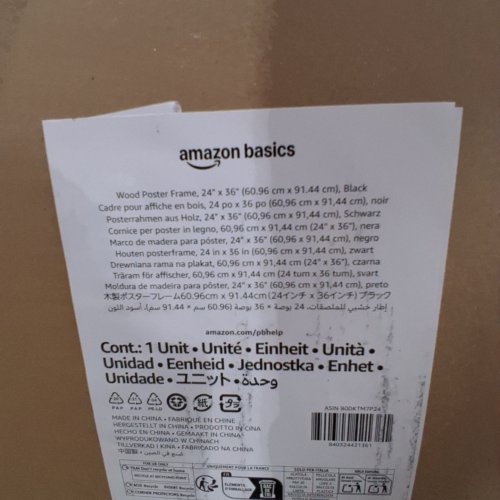 AMAZON BASICS WALL MOUNT RECTANGULAR WOOD POSTER FRAME - 24" X 36" - BLACK (MODEL: YW23WB6098) image 2