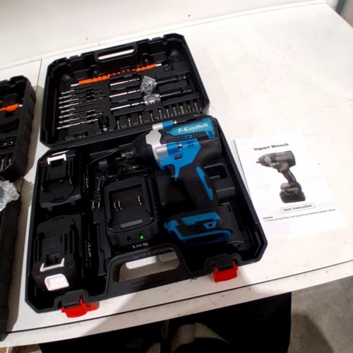 P-KOYEBOLT CORDLESS HIGH TORQUE IMPACT WRENCH KIT WITH 2 BATTERIES- 21 V, 2300 RPM - TEAL AND BLACK image 3