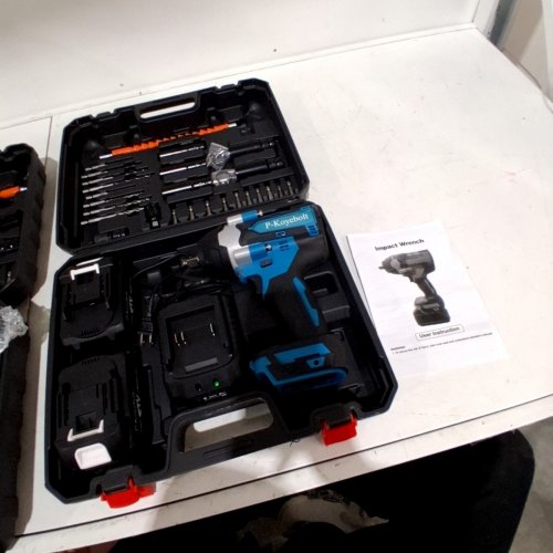 P-KOYEBOLT CORDLESS HIGH TORQUE IMPACT WRENCH KIT WITH 2 BATTERIES- 21 V, 2300 RPM - TEAL AND BLACK image 4