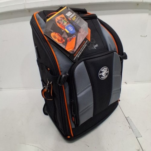 KLEIN TOOLS TRADESMAN PRO TOOL STATION BACKPACK - 27 POCKETS - BLACK/ GREY/ ORANGE (MODEL: 62482) image 3