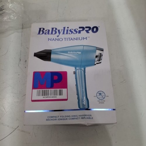 BABYLISSPRO NANO TITANIUM COMPACT FOLDING IONIC HAIR DRYER - 1200 WATTS - BLUE/SILVER (MODEL: BNT910C) image 4