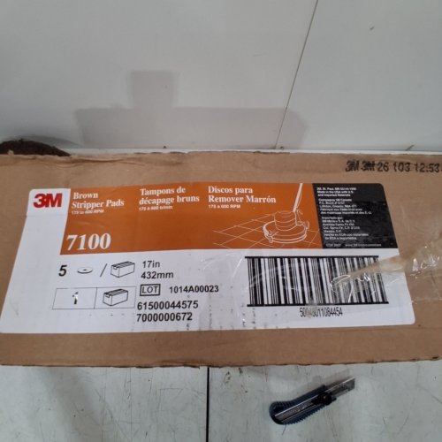 4PK 3M FLOOR STRIPPING PAD FOR COMMERCIAL FLOOR STRIPPER - 17" PADS - BROWN (MODEL: 7100) image 2