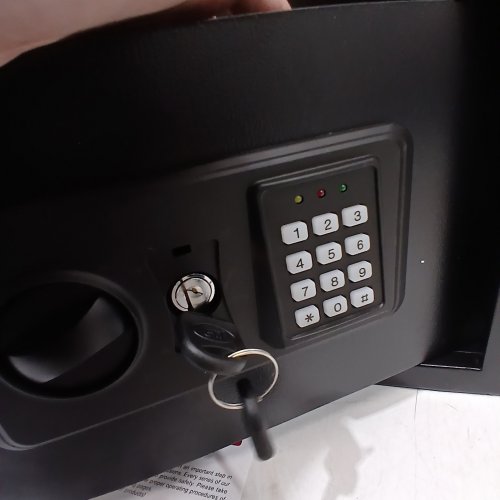 HOMIRXAN SMALL ANTI-THEFT FIREPROOF SAFE BOX WITH DIGITAL KEYPAD, SPARE KEYS AND REMOVABLE SHELF - 1.2 CU.FT - BLACK (MODEL: 25SA) image 2