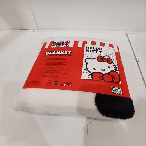 COLLECTIBLES HELLO KITTY POLKA DOT BEDDING SUPER SOFT COZY BLANKET - 62" X 90" - WHITE/RED/BLACK image 3
